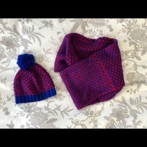 J Crew Honeycomb Pom Pom Hat and Infinity Scarf